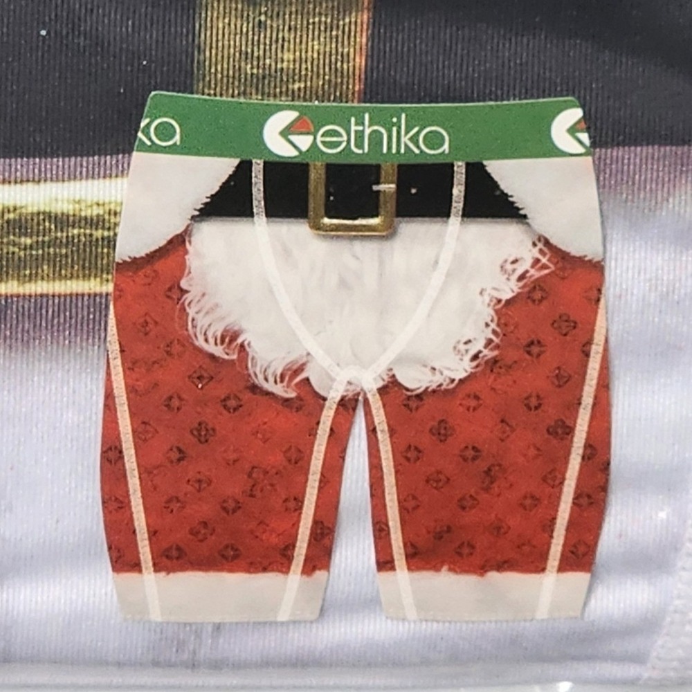 Ethika Polyester Boxer Briefs Red Santa Claus Holiday The Staple Fit 2XL New